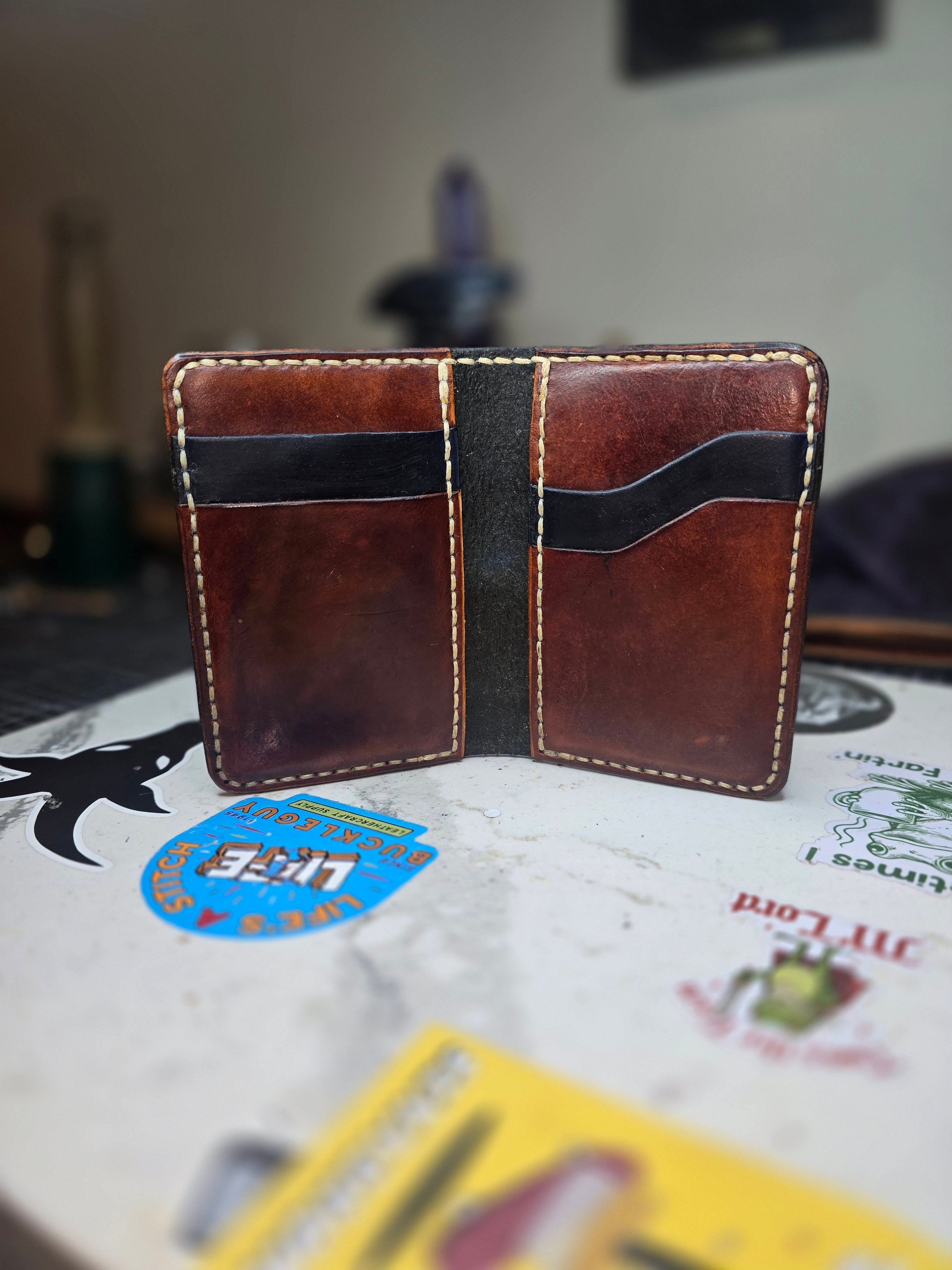 Hand tooled veg tan wallet