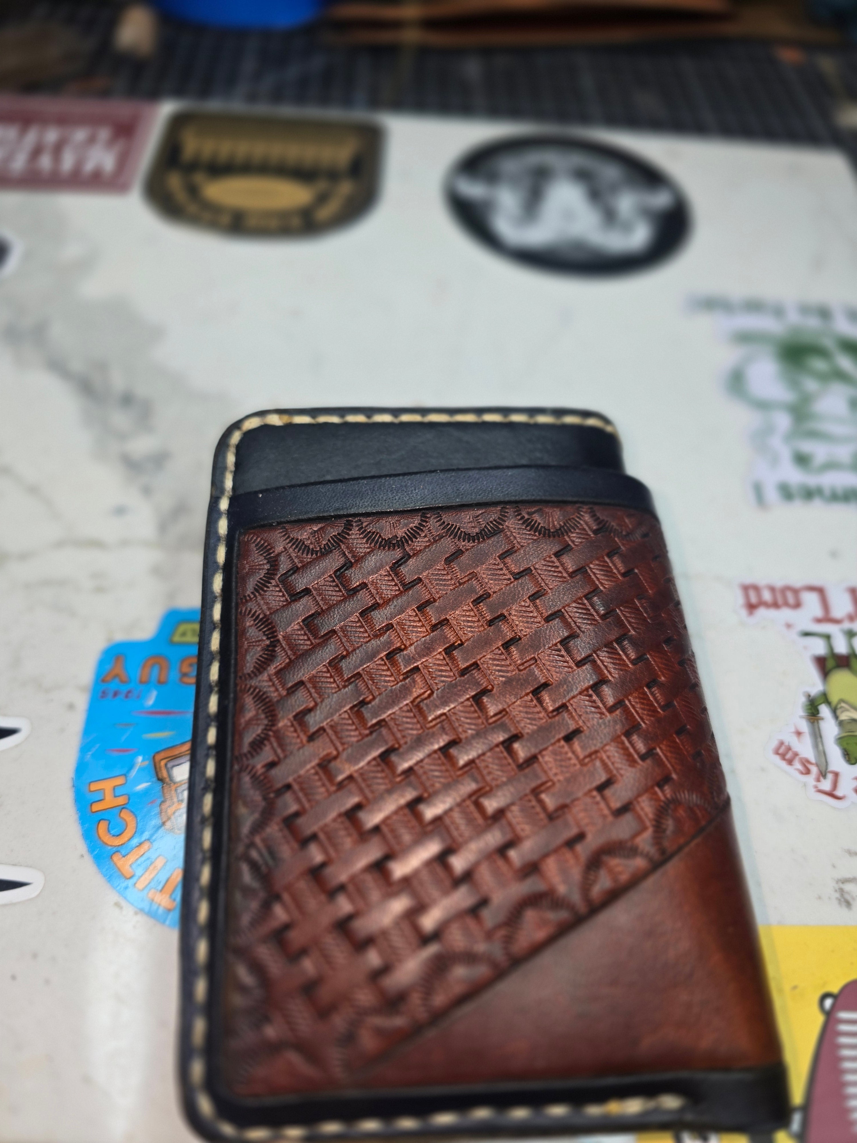 Hand tooled veg tan wallet