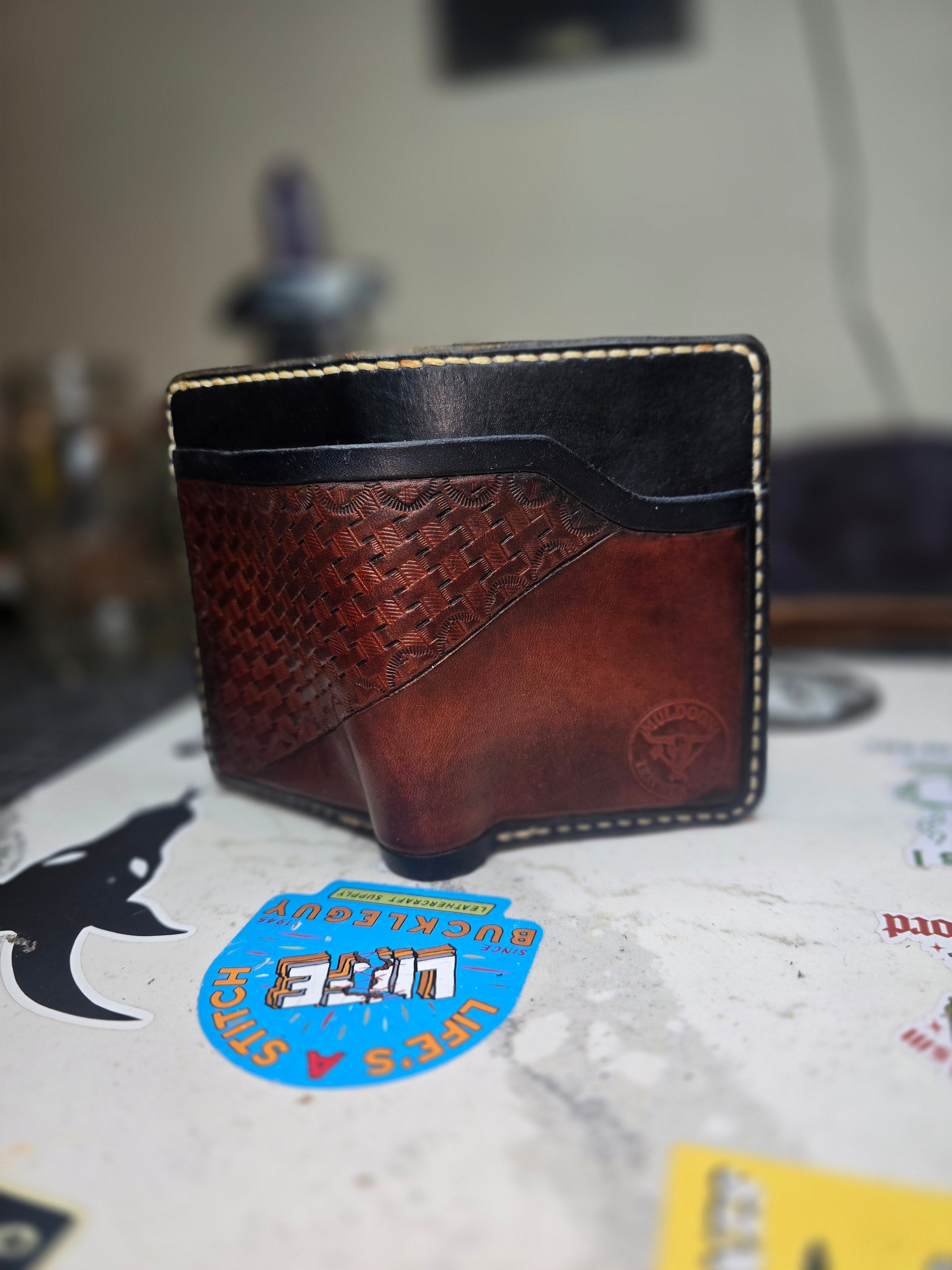 Hand tooled veg tan wallet